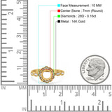 14 K Gold 0,16 ct rund 7 mm G SI Semi Mount Diamant Verlobungs-Ehering